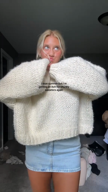 Off - the - Shoulder Chunky Knit Sweater