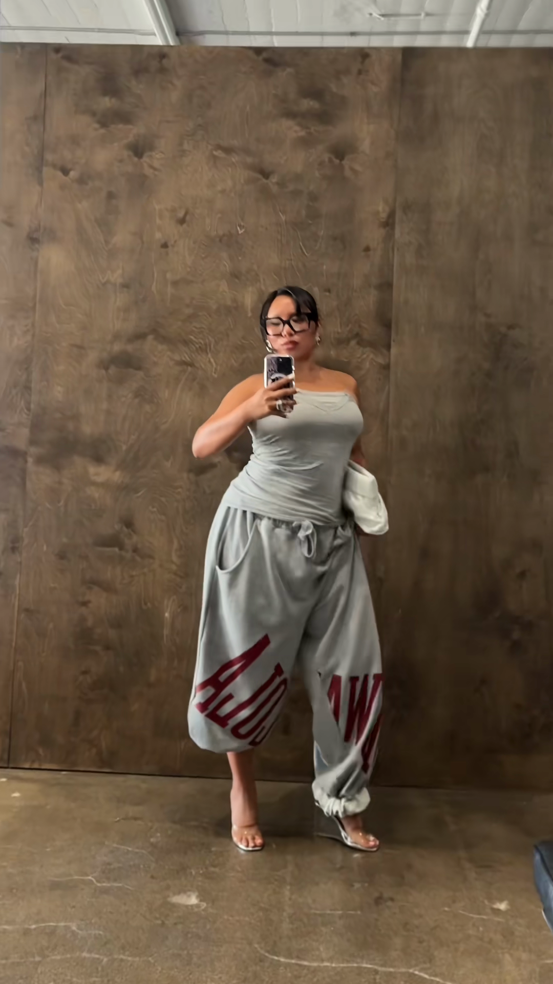 Grey Ruched Tube Top and Harem Pants Set