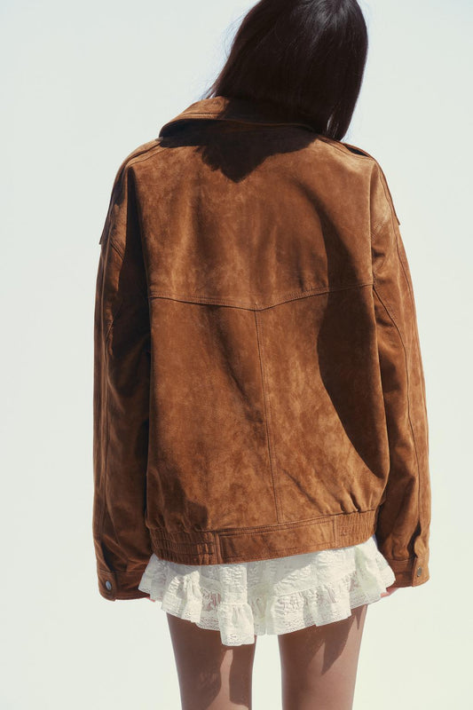 Brown Suede Oversized Jacket