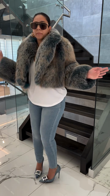 Grey Short Fur Jacket