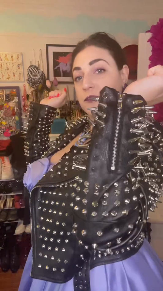 Edgy studded black leather jacket