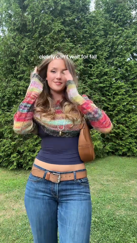 Colorful Knit Cropped Sweater