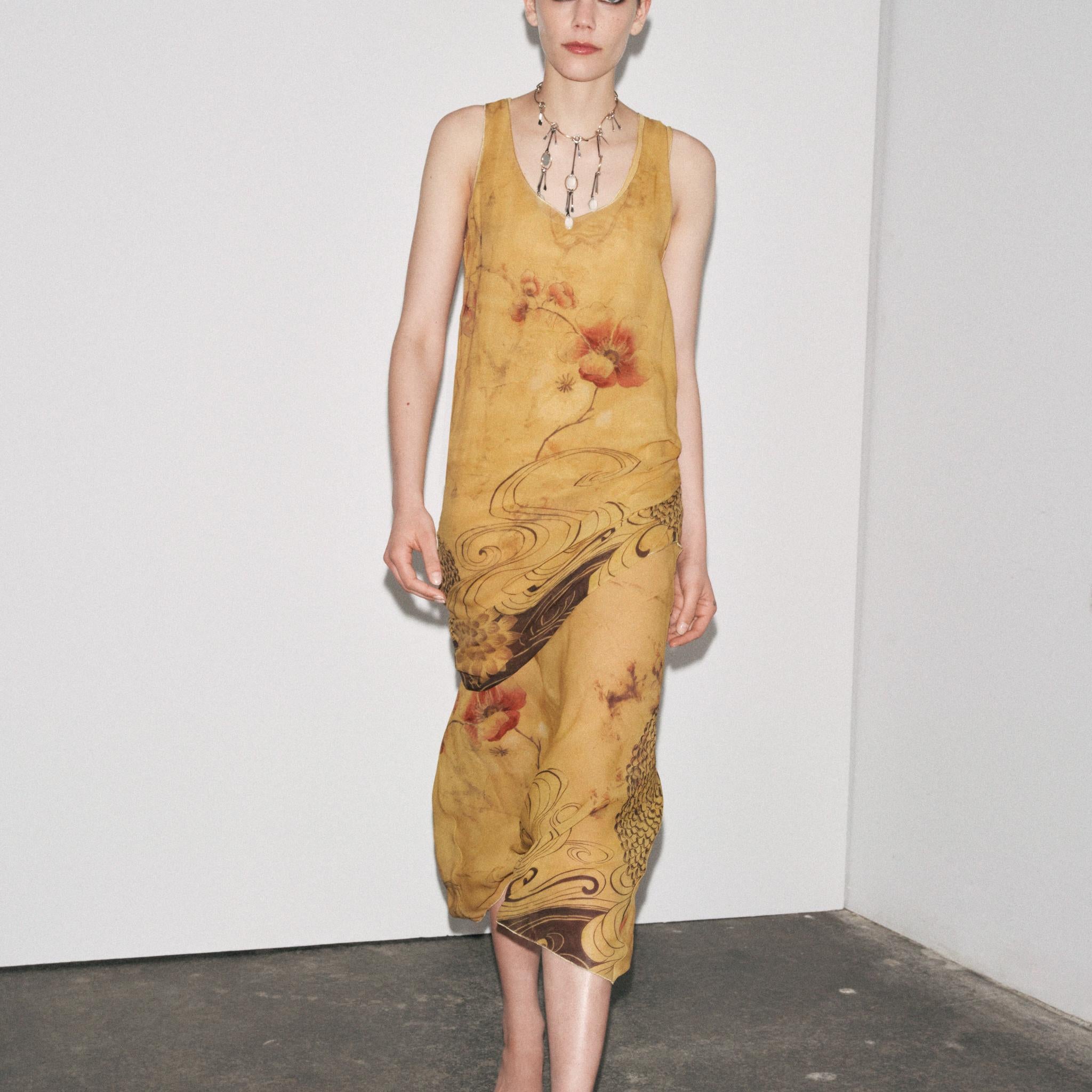 Yellow Floral Print Sleeveless Maxi Dress