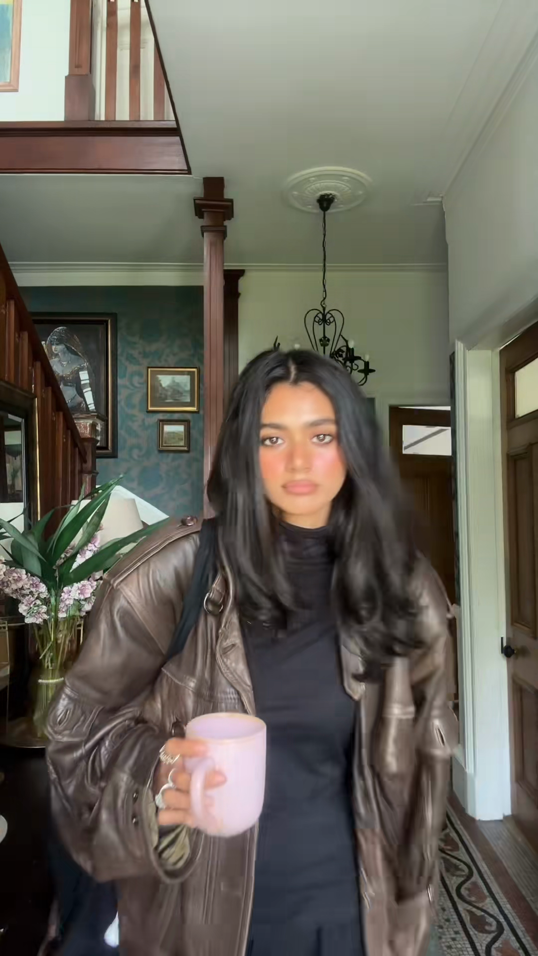 Brown Oversized Leather Jacket