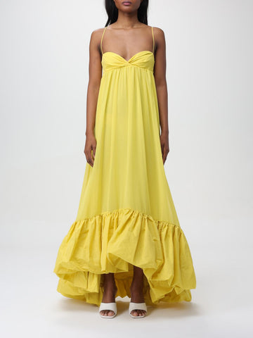 Yellow Spaghetti Strap Ruffle Maxi Dress