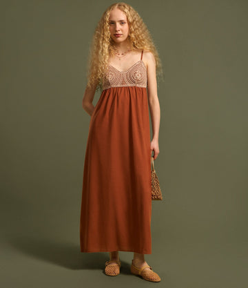 Rust - Colored Crochet - Top Maxi Dress