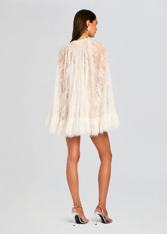 White Lace Cape - Style Mini Dress