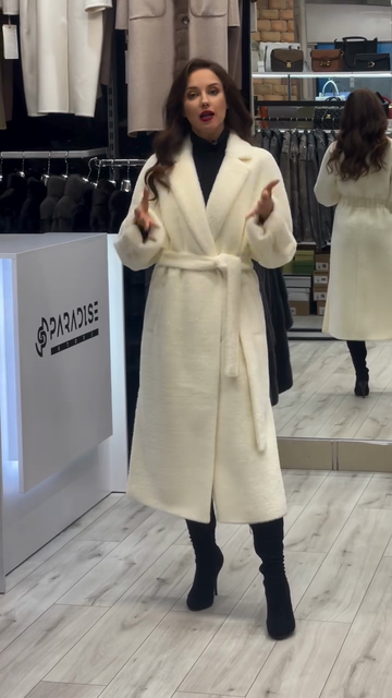 White Faux Fur Belted Coat