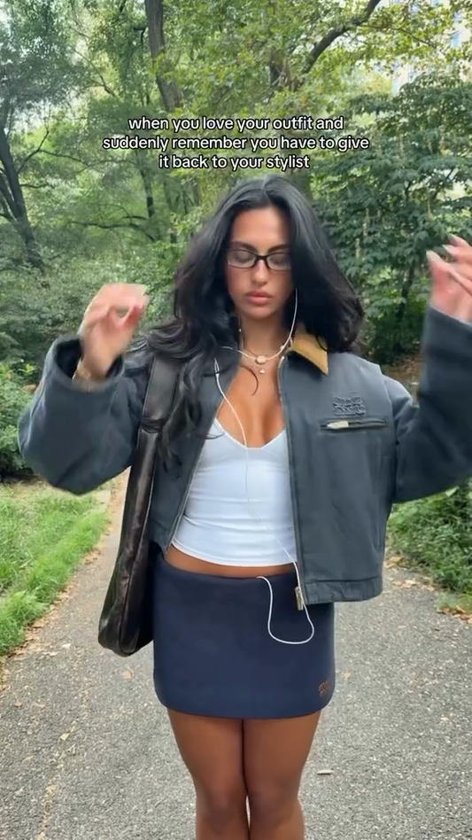 Cropped Leather Jacket with Faux Fur Collar