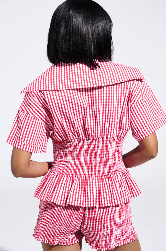 Red and White Gingham Short - Set