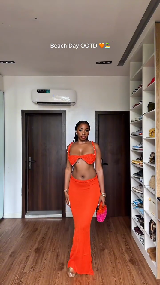 Orange Crochet Beach Co - ord Set