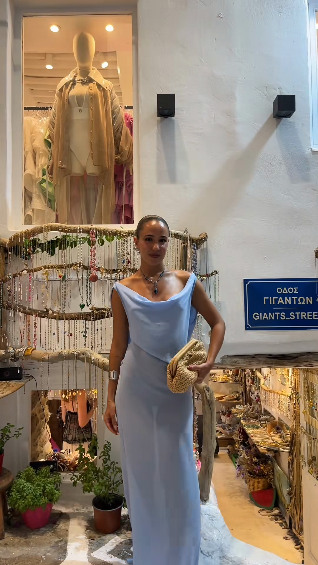 Light Blue Cowl - Neck Maxi Dress