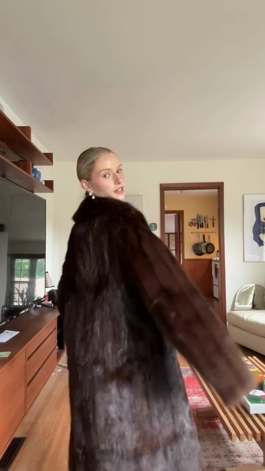 Brown Double - Breasted Fur Coat