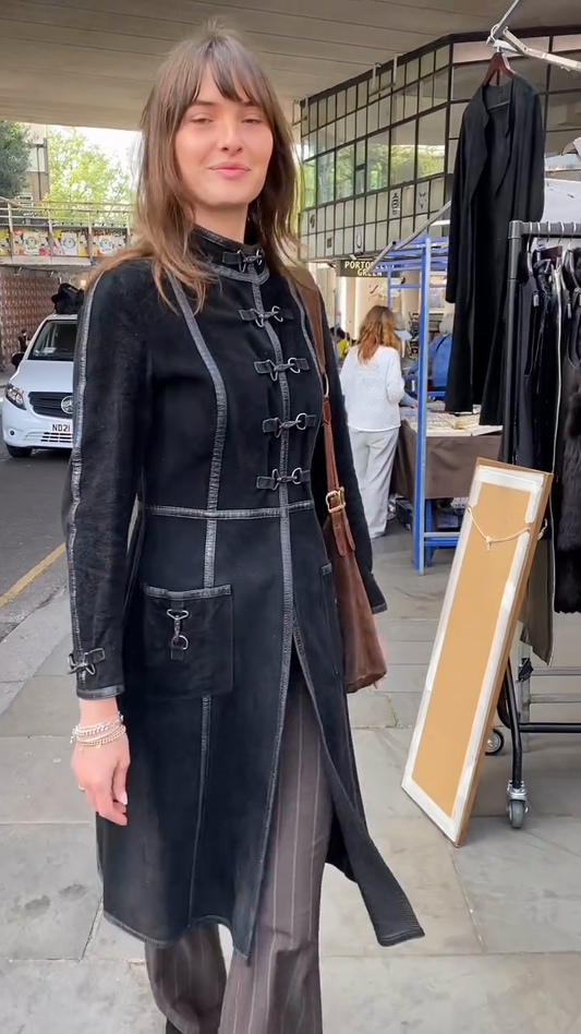 Black Long - Coat with Buckle Detailing