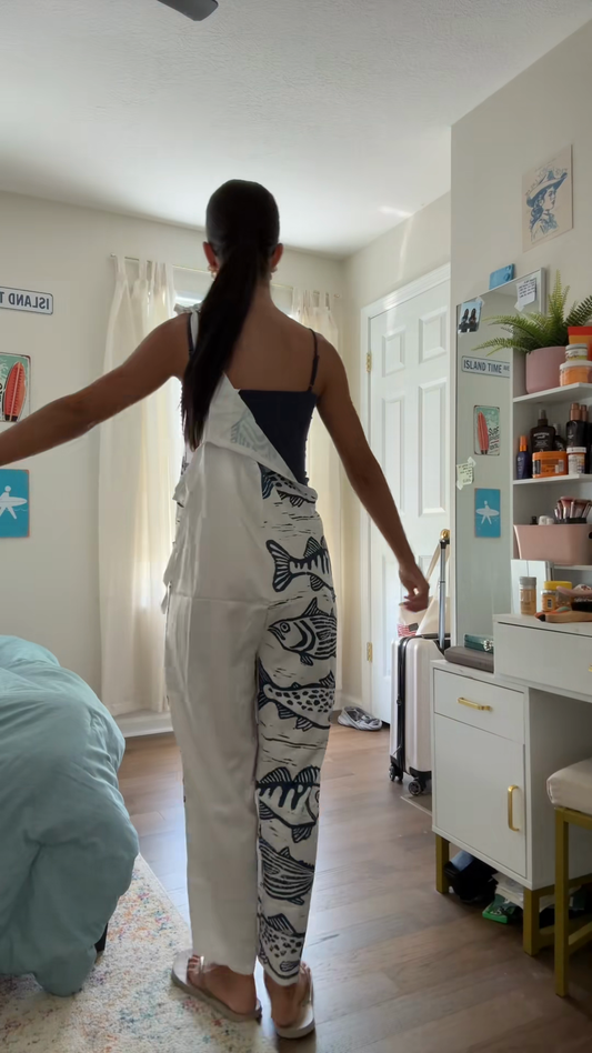 Asymmetric Fish Print Jumpsuit