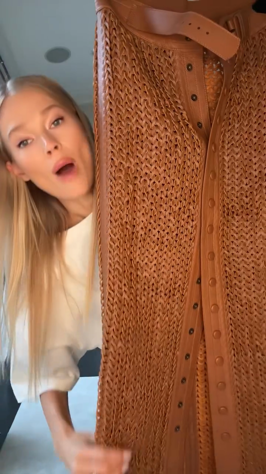 Brown Crochet Midi Skirt