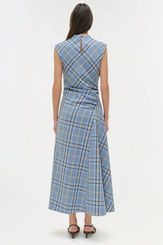 Plaid Cowl Neck Maxi Dress