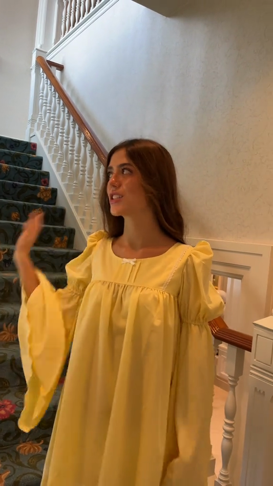 Yellow Bell Sleeve Baby Doll Dress