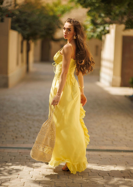 Yellow Ruffled Maxi Dress
