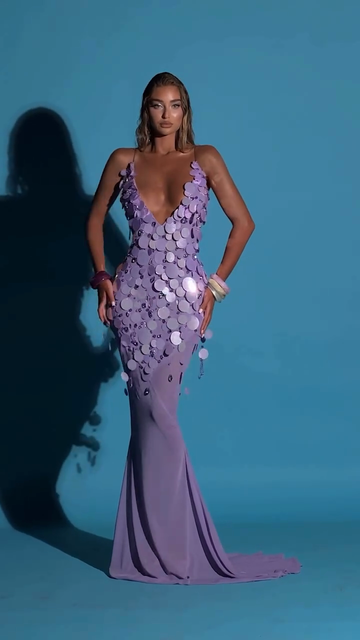 Lavender Sequin - Disc Mermaid Gown