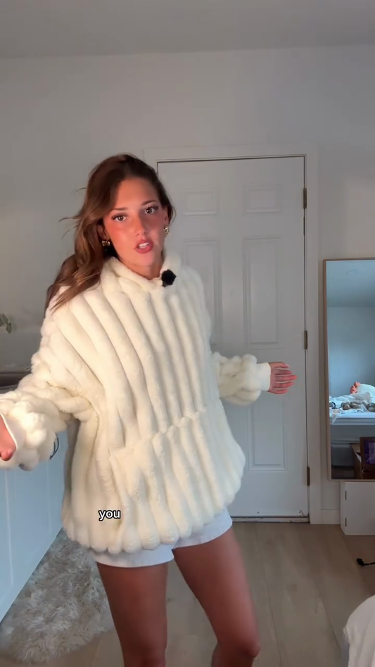 White Furry Hooded Sweater