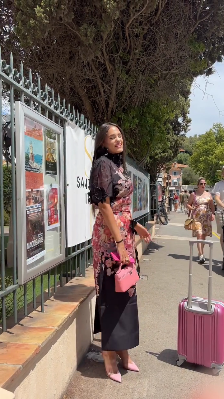 Floral - Print Midi Dress with Sheer Overlay