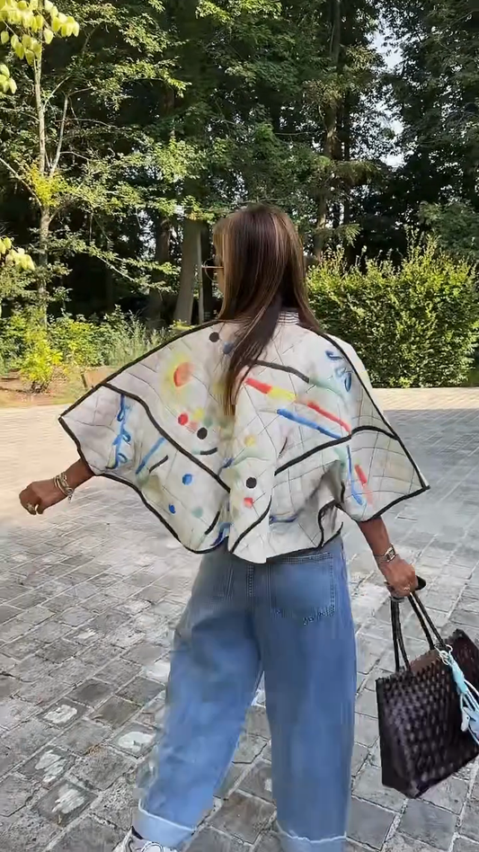 Painted Quilted Bomber - Style Jacket