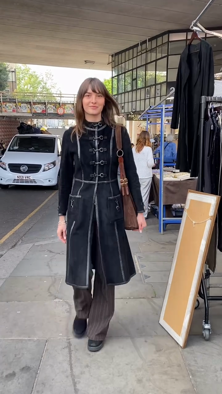 Black Long - Coat with Buckle Detailing