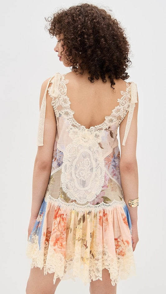 Patchwork Lace Mini Dress