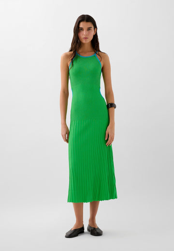 Green Ribbed Knit Maxi Dress
