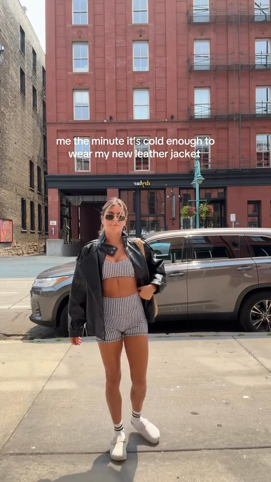 Oversized Black Leather Biker Jacket