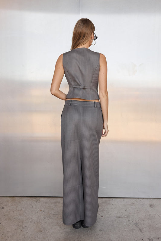 Grey Pinstripe Two - Piece Set