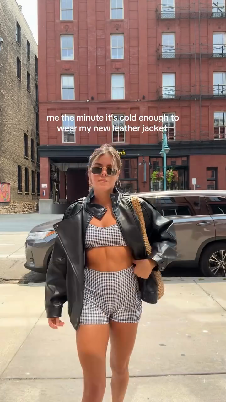 Oversized Black Leather Biker Jacket