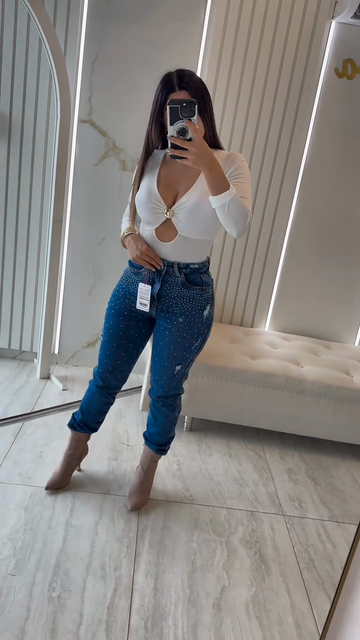 Embellished High - Waist Jeans