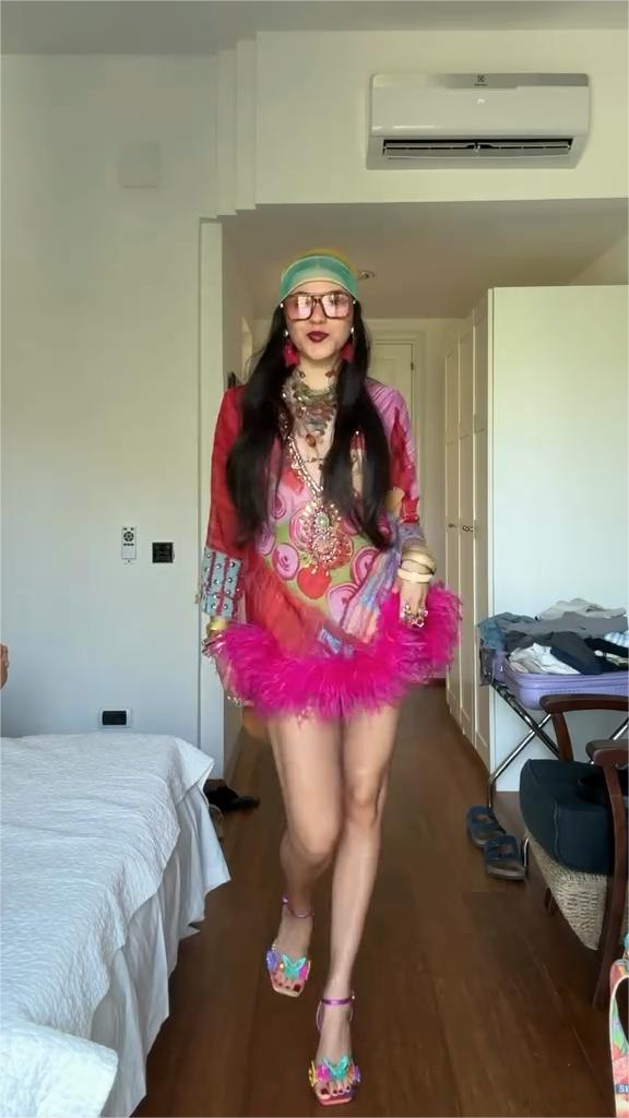 Pink Feather - Trimmed Mini Skirt