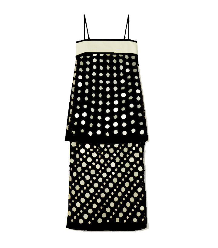 Handmade layered mirrored dress-Calistari-black