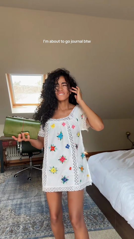 Colorful Embroidered Off - Shoulder Mini Dress