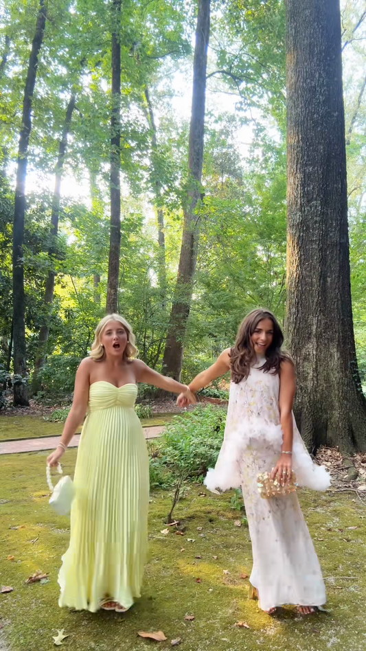 Lemon Yellow Strapless Pleated Maxi Dress