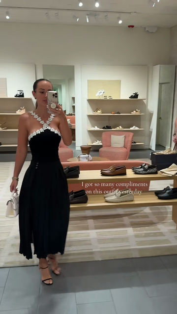 Black Halter - Neck Midi Dress with Floral Embellishments