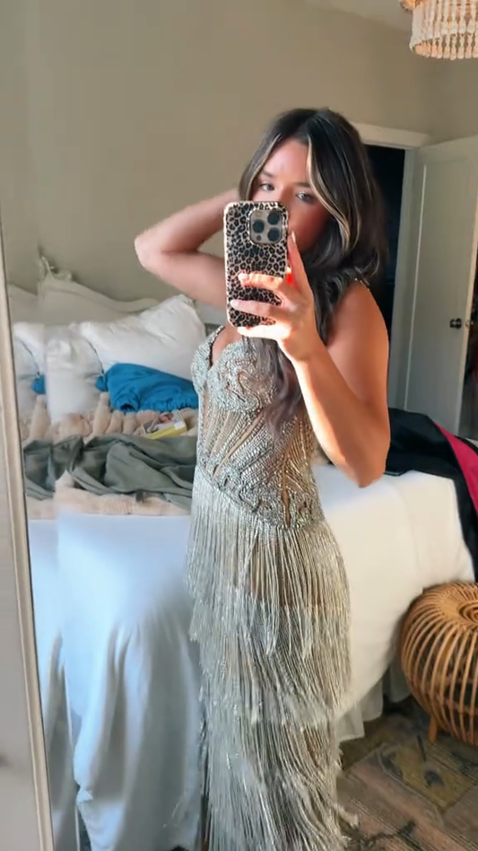 Silver Fringe Embellished Dress