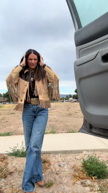 Tan Fringed Leather Jacket