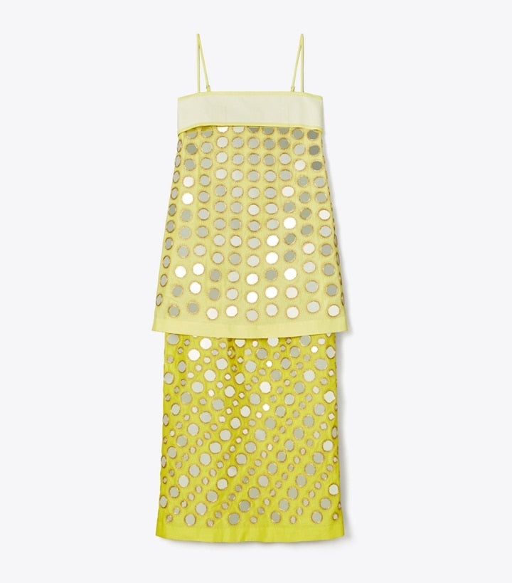 Handmade layered mirrored dress-Calistari-yellow