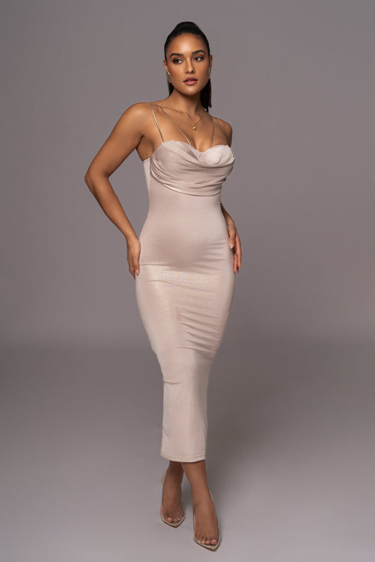 Metallic Strappy Midi Dress