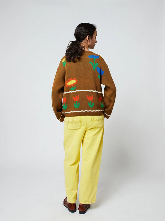 Colorful floral embroidered cardigan