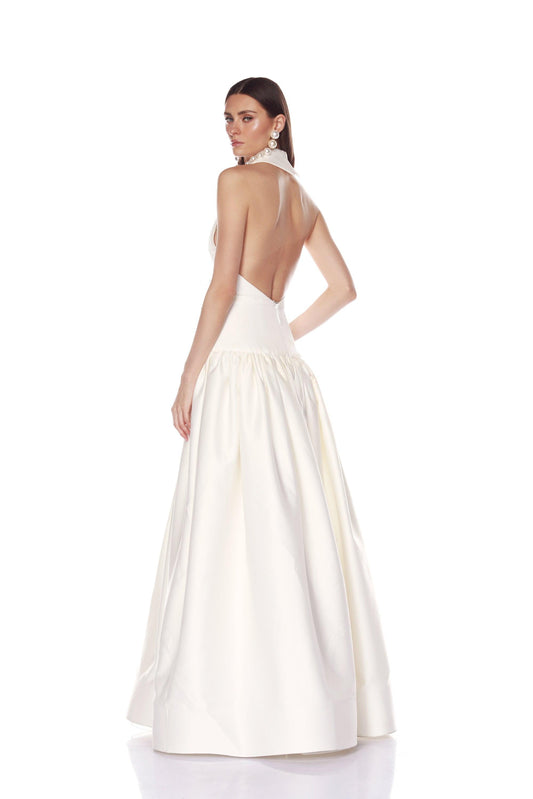 Backless white long skirt