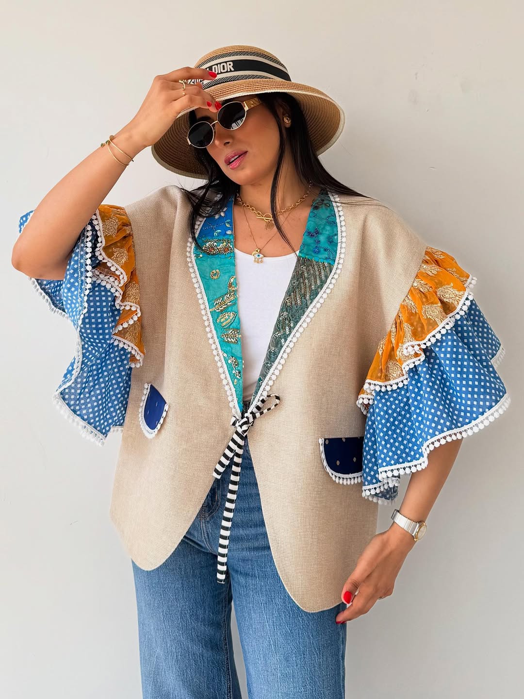 Patchwork - Detail Linen Kimono Jacket