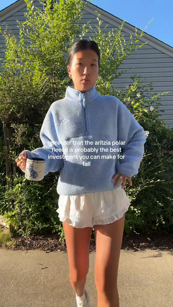 Light Blue Fleece Quarter - Zip Pullover