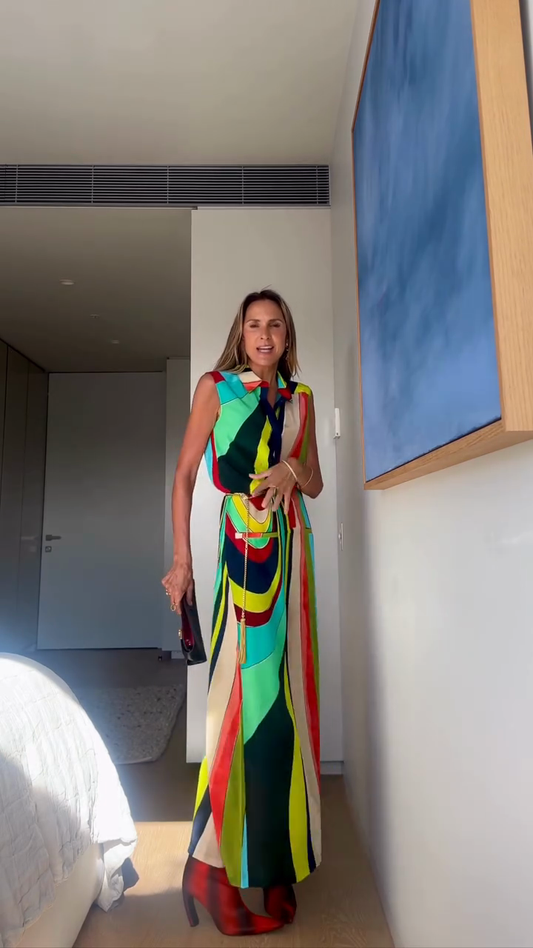 Colorful Sleeveless Printed Dress