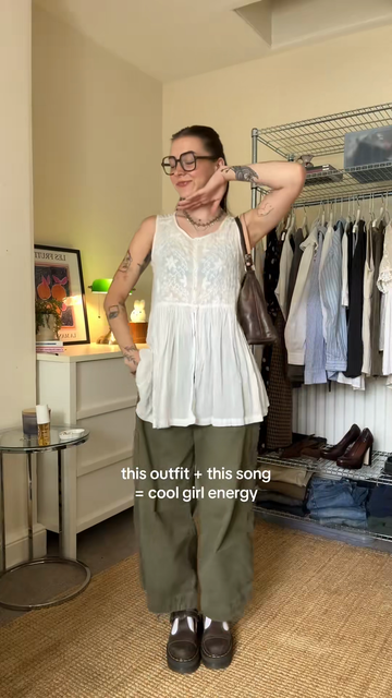 Embroidered Sleeveless Top and Cargo Pants Set