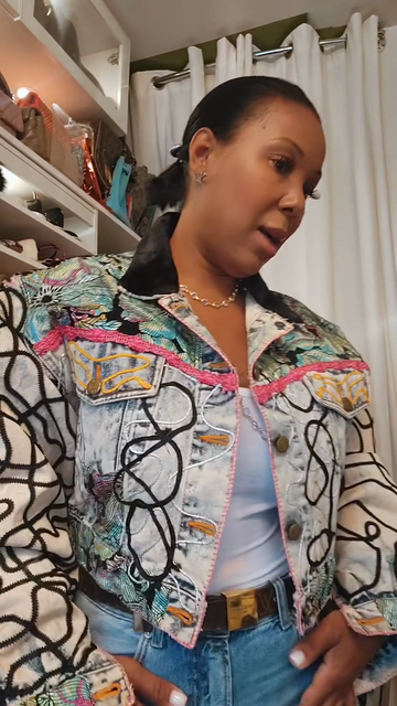 Embroidered Denim Jacket with Colorful Details